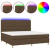 Image de vidaXL Sommier tapissier matelas et LED Marron foncÃ© 200x200 cm Tissu