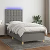 Image de vidaXL Sommier à lattes de lit et matelas et LED Gris foncé 90x200 cm