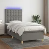 Image de vidaXL Sommier tapissier avec matelas et LED Gris foncÃ© 90x200cm Tissu