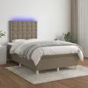 Image de vidaXL Sommier tapissier avec matelas et LED Taupe 120x200 cm Tissu