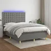 Image de vidaXL Sommier à lattes de lit et matelas et LED Gris foncé 140x190 cm