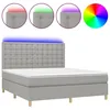 Image de vidaXL Sommier tapissier matelas et LED Gris clair 160x200 cm Tissu