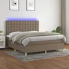 Image de vidaXL Sommier à lattes de lit et matelas et LED Taupe 160x200cm Tissu
