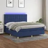 Image de vidaXL Sommier à lattes de lit et matelas et LED Bleu 180x200 cm Tissu