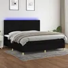 Image de vidaXL Sommier à lattes de lit et matelas et LED Noir 200x200 cm Tissu