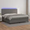 Image de vidaXL Sommier à lattes de lit avec matelas et LED Gris 200x200 cm