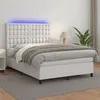 Image de vidaXL Sommier à lattes de lit avec matelas et LED Blanc 140x190 cm