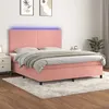 Image de vidaXL Sommier à lattes de lit et matelas LED Rose 160x200 cm Velours