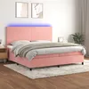 Image de vidaXL Sommier à lattes de lit et matelas LED Rose 200x200 cm Velours3136028