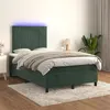 Image de vidaXL Sommier à lattes de lit matelas et LED Vert foncé 120x200 cm