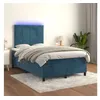 Image de vidaXL Sommier à lattes de lit matelas et LED Bleu foncé 120x200 cm