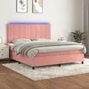 Image de vidaXL Sommier à lattes de lit matelas et LED Rose 180x200 cm Velours