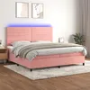 Image de vidaXL Sommier à lattes de lit avec matelas LED Rose 200x200cm Velours3136208
