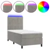 Image de vidaXL Sommier tapissier et matelas et LED Gris clair 90x200cm Velours