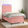 Image de vidaXL Sommier à lattes de lit avec matelas LED Rose 100x200cm Velours