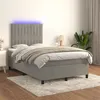 Image de vidaXL Sommier à lattes de lit avec matelas LED Gris clair 120x200 cm