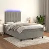 Image de vidaXL Sommier tapissier matelas et LED Gris clair 120x200 cm Velours