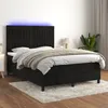 Image de vidaXL Vidaxl Sommier Tapissier Avec Matelas Et Led Noir 140x190 Cm Velours