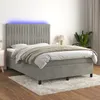 Image de vidaXL Sommier tapissier matelas et LED Gris clair 140x200 cm Velours