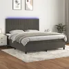 Image de vidaXL Sommier à lattes de lit matelas et LED Gris foncé 160x200 cm