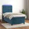 Image de vidaXL Sommier à lattes de lit et matelas et LED Bleu foncé 80x200 cm