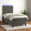 Image de vidaXL Sommier tapissier matelas et LED Gris foncÃ© 100x200 cm Velours