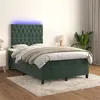 Image de vidaXL Sommier à lattes de lit matelas et LED Vert foncé 120x200 cm
