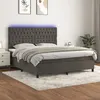 Image de vidaXL Sommier à lattes de lit matelas et LED Gris foncé 160x200 cm