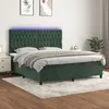 Image de vidaXL Sommier tapissier matelas et LED Vert foncÃ© 180x200 cm Velours