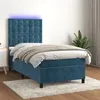 Image de vidaXL Sommier à lattes de lit et matelas et LED Bleu foncé 90x200 cm