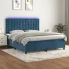 Image de vidaXL Sommier à lattes de lit matelas et LED Bleu foncé 180x200 cm