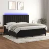 Image de vidaXL Sommier tapissier avec matelas et LED Noir 200x200 cm Velours