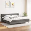 Image de vidaXL Sommier à lattes de lit avec matelas Gris foncé 200x200cm Tissu