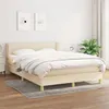 Image de vidaXL Sommier à lattes de lit avec matelas Crème 140x200 cm Tissu