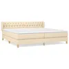 Image de vidaXL Lit Ã  sommier tapissier avec matelas CrÃ¨me 200x200 cm Tissu