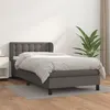 Image de vidaXL Sommier à lattes de lit avec matelas Gris 90x200 cm Similicuir