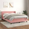 Image de vidaXL Sommier à lattes de lit avec matelas Rose 140x200 cm Velours