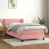 Image de vidaXL Sommier à lattes de lit avec matelas Rose 90x200 cm Velours