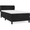 Image de vidaXL Lit À Sommier Tapissier Avec Matelas Noir 90x190 Cm Velours