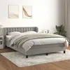 Image de vidaXL Sommier à lattes de lit et matelas Gris clair 140x200cm Velours