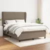 Image de vidaXL Sommier à lattes de lit avec matelas Taupe 140x190 cm Tissu