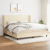 Image de vidaXL Sommier à lattes de lit avec matelas Crème 200x200 cm Tissu