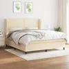 Image de vidaXL Lit à sommier tapissier avec matelas Crème 180x200 cm Tissu