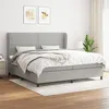 Image de vidaXL Sommier à lattes de lit avec matelas Gris clair 200x200cm Tissu
