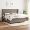 Image de vidaXL Sommier à lattes de lit avec matelas Taupe 200x200 cm Tissu