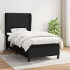 Image de vidaXL Sommier à lattes de lit avec matelas Noir 90x200 cm Tissu