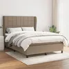 Image de vidaXL Sommier à lattes de lit avec matelas Taupe 140x190 cm Tissu
