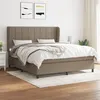 Image de vidaXL Sommier à lattes de lit avec matelas Taupe 160x200 cm Tissu