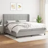 Image de vidaXL Sommier à lattes de lit avec matelas Gris clair 200x200cm Tissu