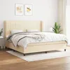 Image de vidaXL Sommier à lattes de lit avec matelas Crème 200x200 cm Tissu